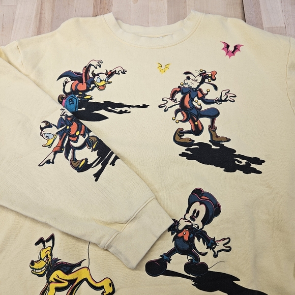 Disney Tops - Disney Store Mickey Mouse Friends Halloween Pullover Sweatshirt Yellow 2023 XXL